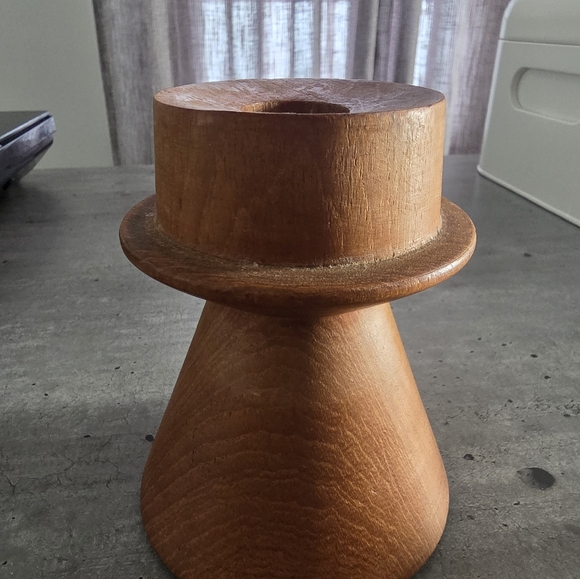 Mid Century Modern Teak Wood Candle Holder, Danish Modern Style Vintage - Picture 5 of 5